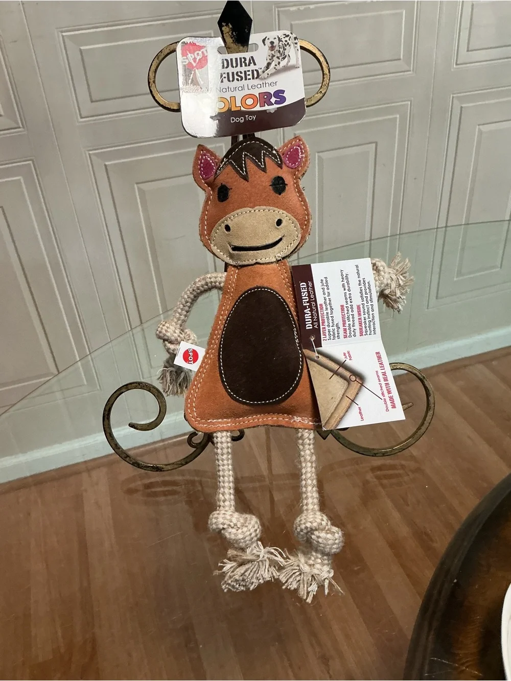 SPOT Dura-Fused Leather Jungle Animals shee - Dog Toy with Squeakers and Rope 12